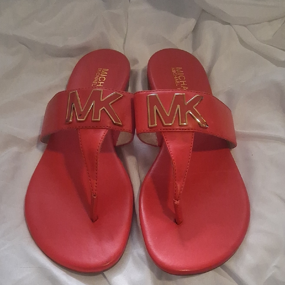 Michael Kors Vibrant Orange Slide Sandals
